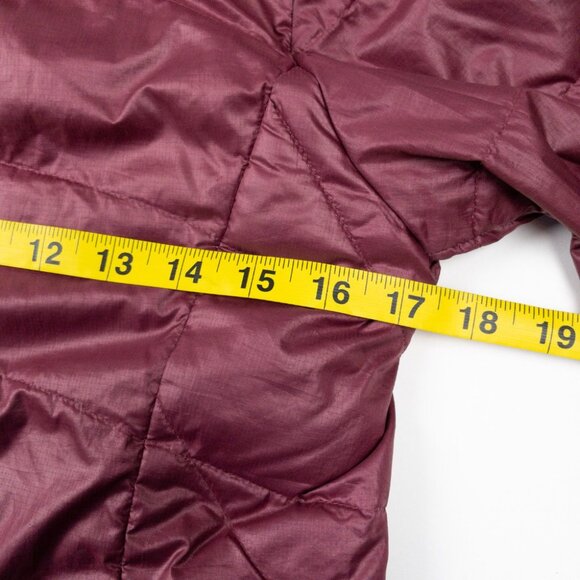 Patagonia Hi-Loft Down Sweater Hoody Jacket Girl's Large 12 Youth Burgundy 68212 - Picture 13 of 16